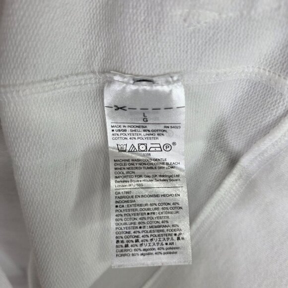 Womens Gap White Full Zip Hoodie Jacket Drawstring Cotton Polyester Blend Size L - Picture 3 of 7